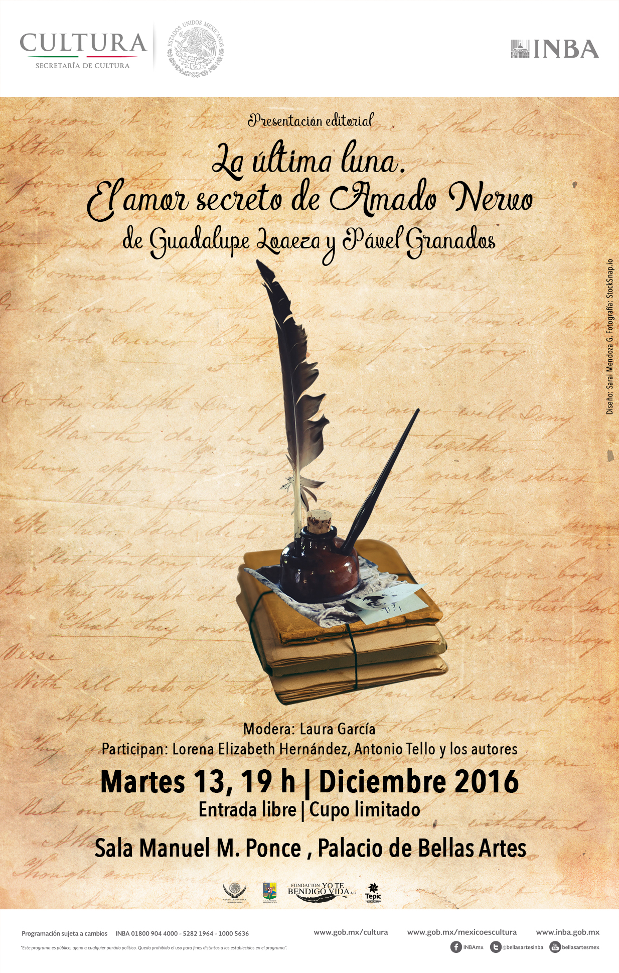 Bol. 1697 Presentarán el libro La última luna. El amor secreto de Amado Nervo Prensa INBA